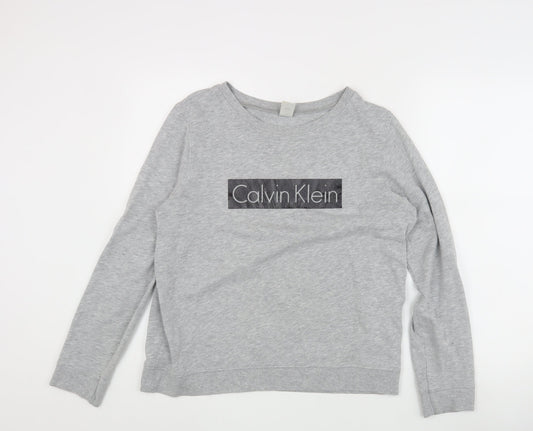 Calvin Klein Grey Unisex Sweatshirt M Pullover Logo