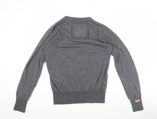 Superdry Men's Grey V-Neck Pullover Jumper, Size S