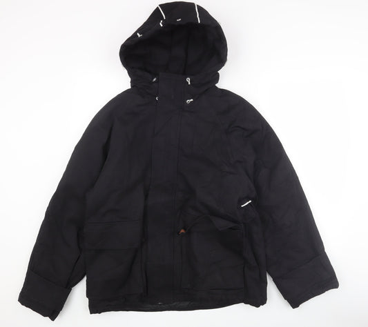 Additional front view of Lee Cooper Men's Black Hooded Parka Jacket, size S