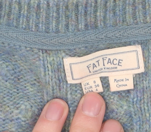 FatFace Women's Blue Cable-Knit Jumper, Size 8