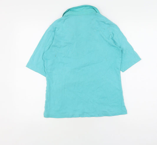 Womens UK Size M Karen Scott Blue 100% Cotton Polo