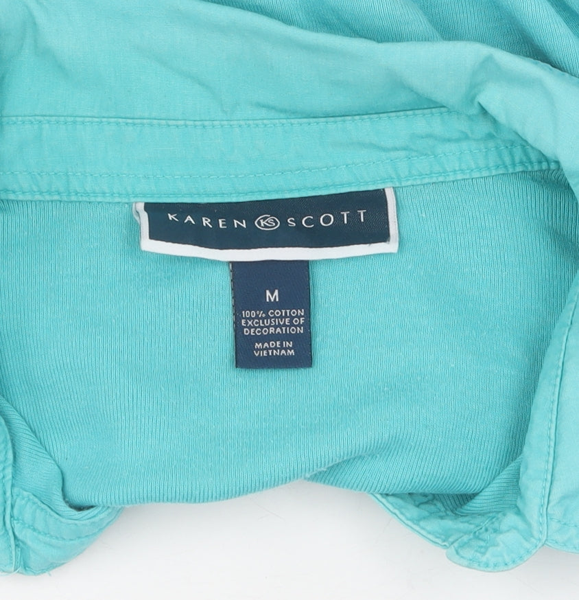 Karen Scott Women's Blue Polo Short Sleeve Top M