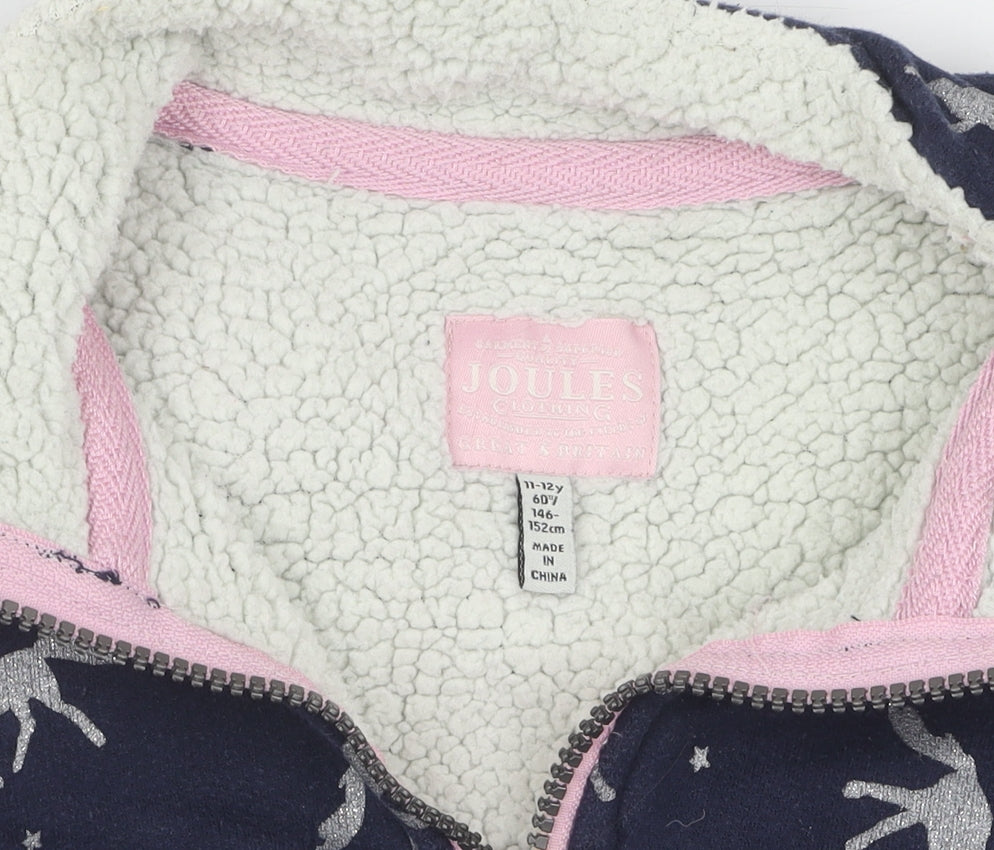 Additional view of Joules girls’ blue animal print fleece sweatshirt 11-12 years