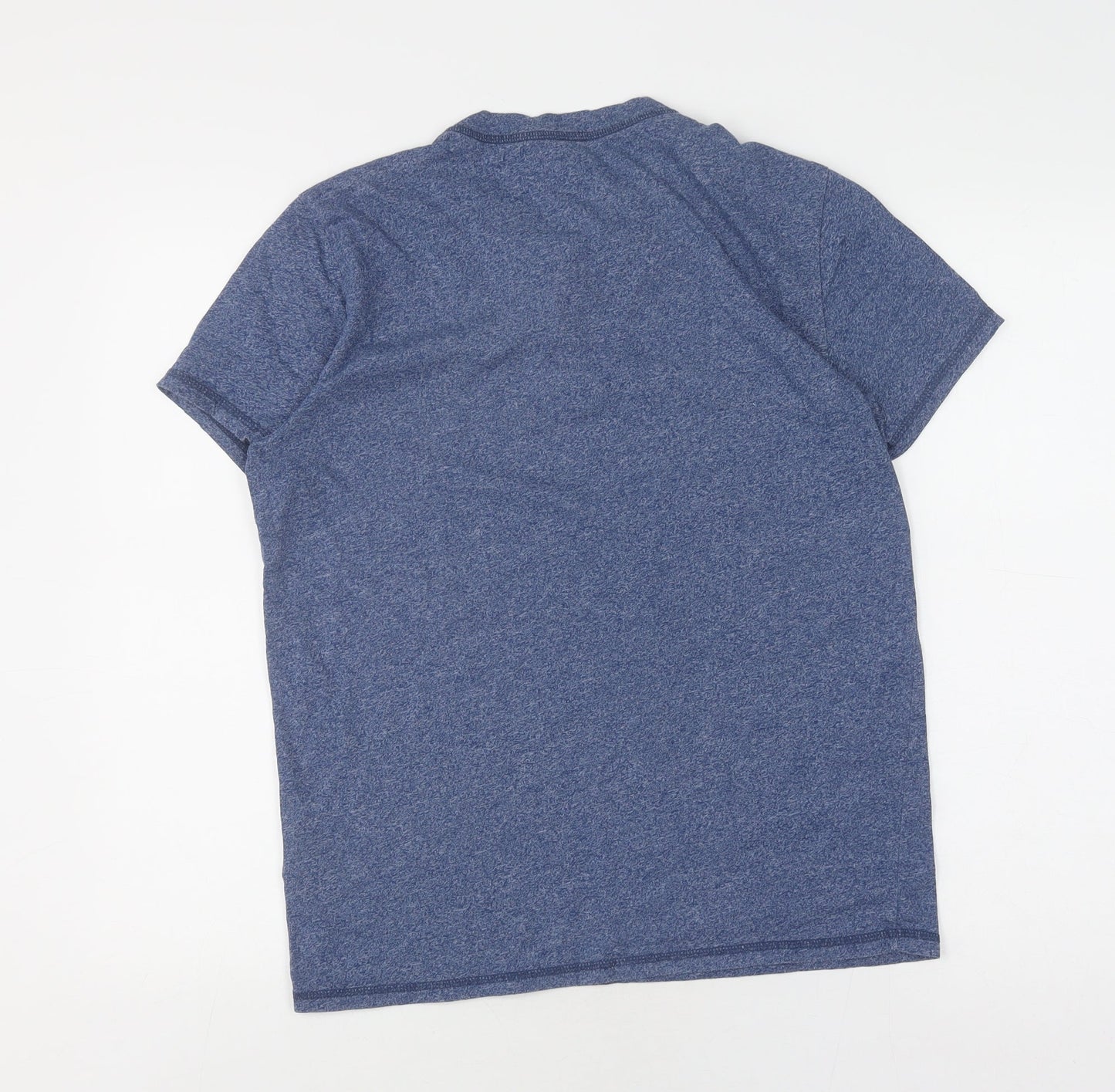 Hollister Men's Blue Henley T-Shirt - Regular Fit M
