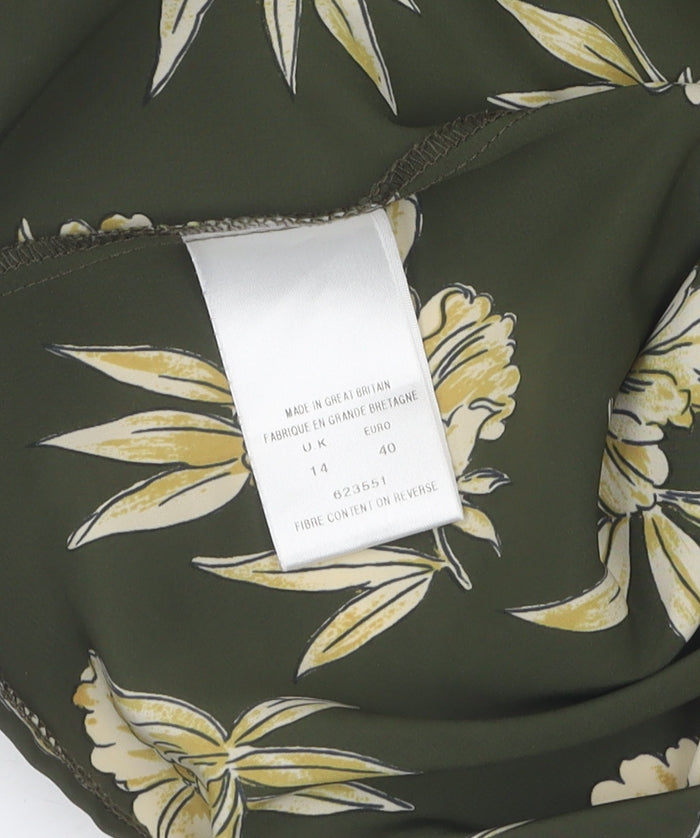 Eastex Women's Green Floral Blouse, Size 14, Short Sleeve