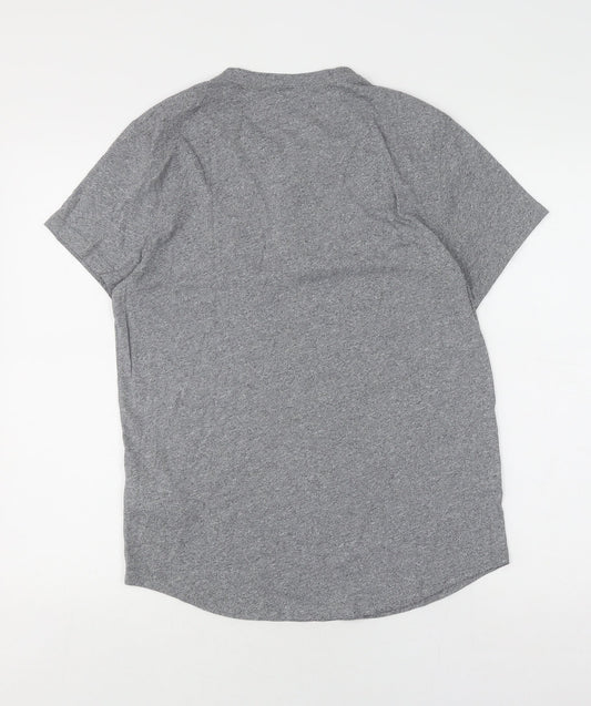 Hollister Men's Grey Henley T-Shirt, M, Classic Style