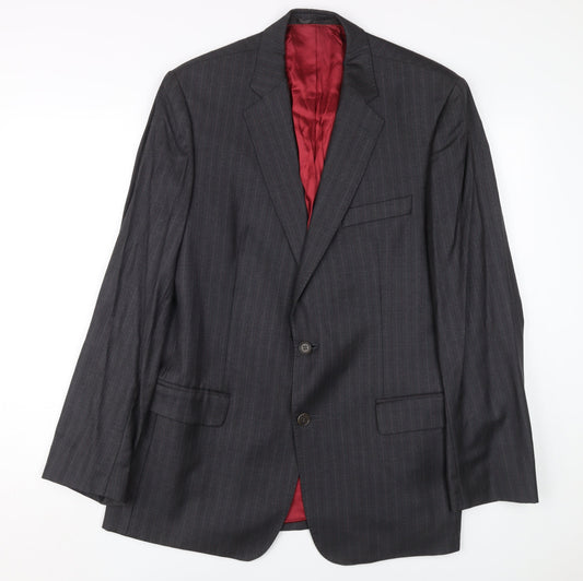 Magee Ireland Men's Black Striped 42R Wool Blazer - Business/Formal