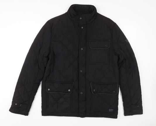 Firetrap Men's Black Quilted Jacket M Stand-Up Collar