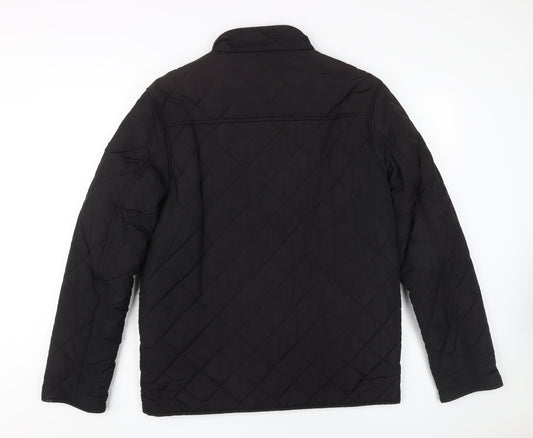 Firetrap Men's Black Quilted Jacket M Stand-Up Collar