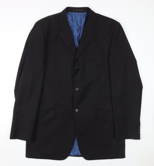 Daniel Hechter Men's Black Long Blazer, Size 40L, Wool