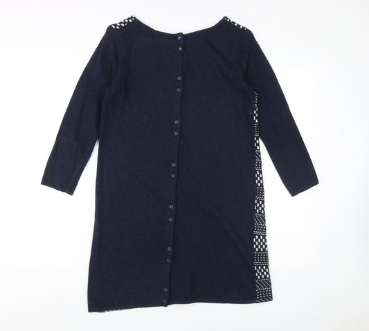 White Stuff Women's Blue Geometric Shift Dress Size 10