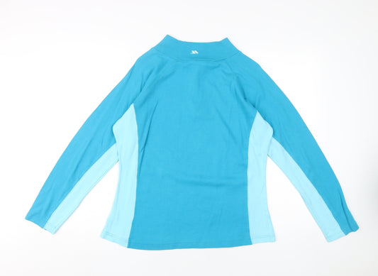 Trespass Women's Blue Colourblock Mock Neck Sweatshirt L