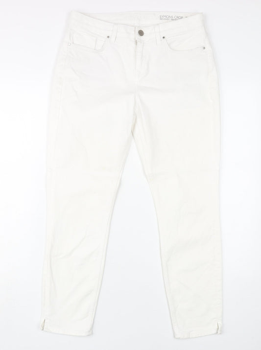White Label Women's White Cropped Slim Jeans Size 12