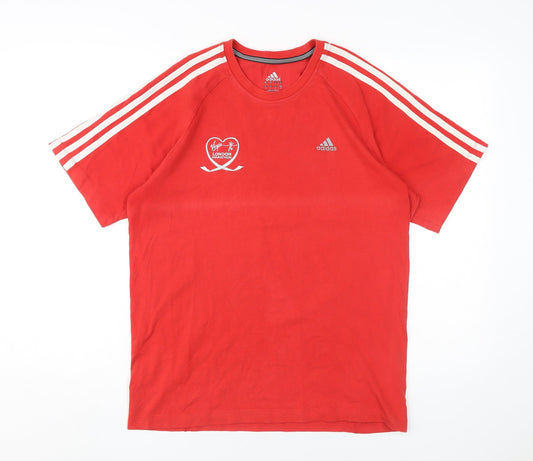 Mens UK Size S adidas Red Cotton Blend T-Shirt
