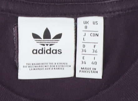 Adidas Women's Purple Cotton T-Shirt, Size 8, Casual Wear