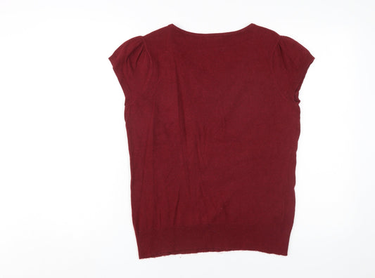 Womens UK Size 14 Laura Ashley Red Cotton Blend Blouse