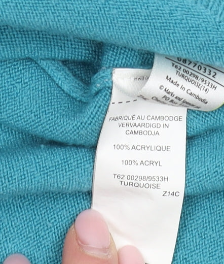 Marks and Spencer Women's Blue V-Neck Pullover Jumper