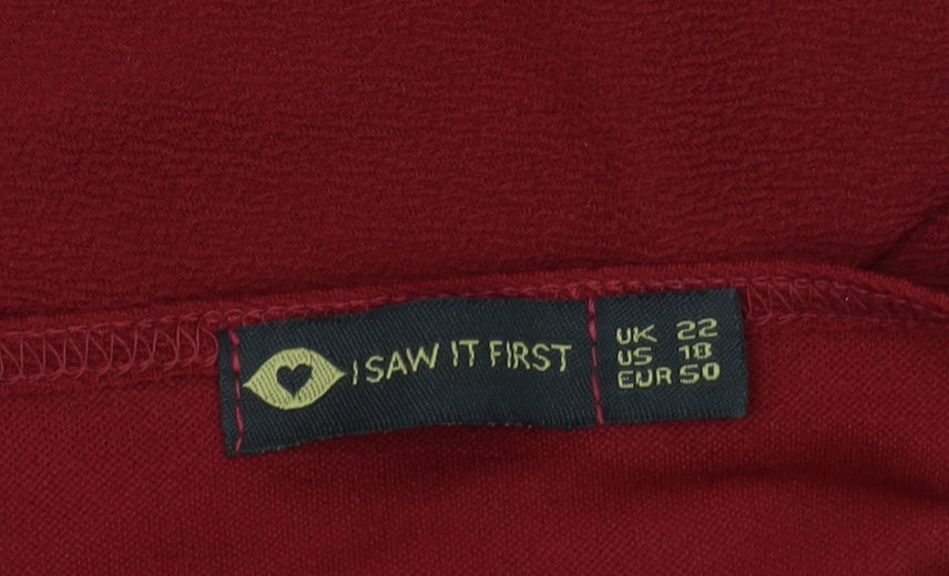 Brand and care label for I SAW IT FIRST Red Long Sleeve Bodysuit, size 22