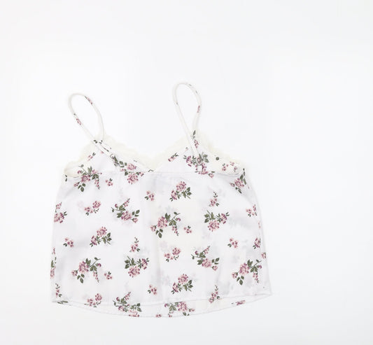 Hollister Women's White Floral Camisole Tank Top S