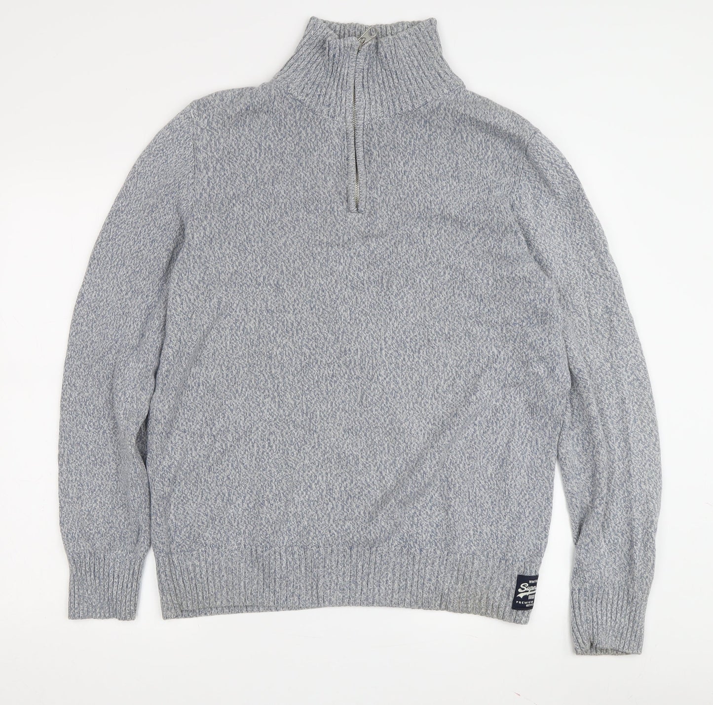SuperDry Men's Grey XL 1/2 Zip Knit Jumper