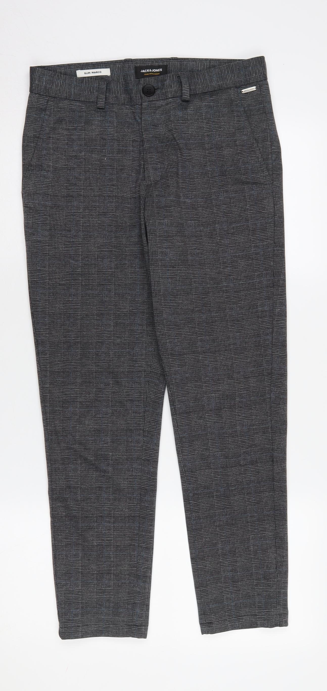 Jack & Jones Men's Grey Slim Chino Trousers M
