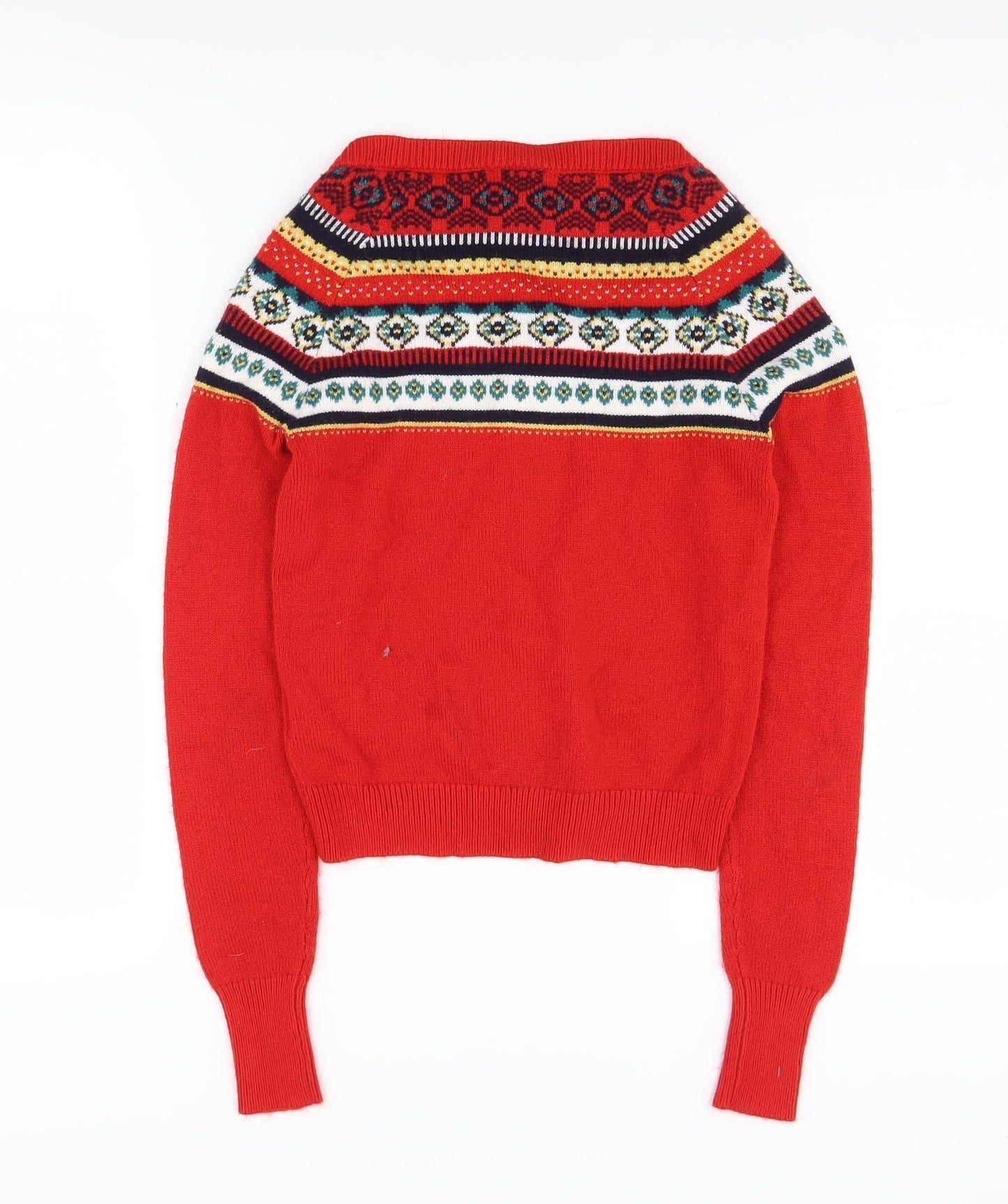 Animal Women's Red Cardigan Size 8 Fair Isle Winter