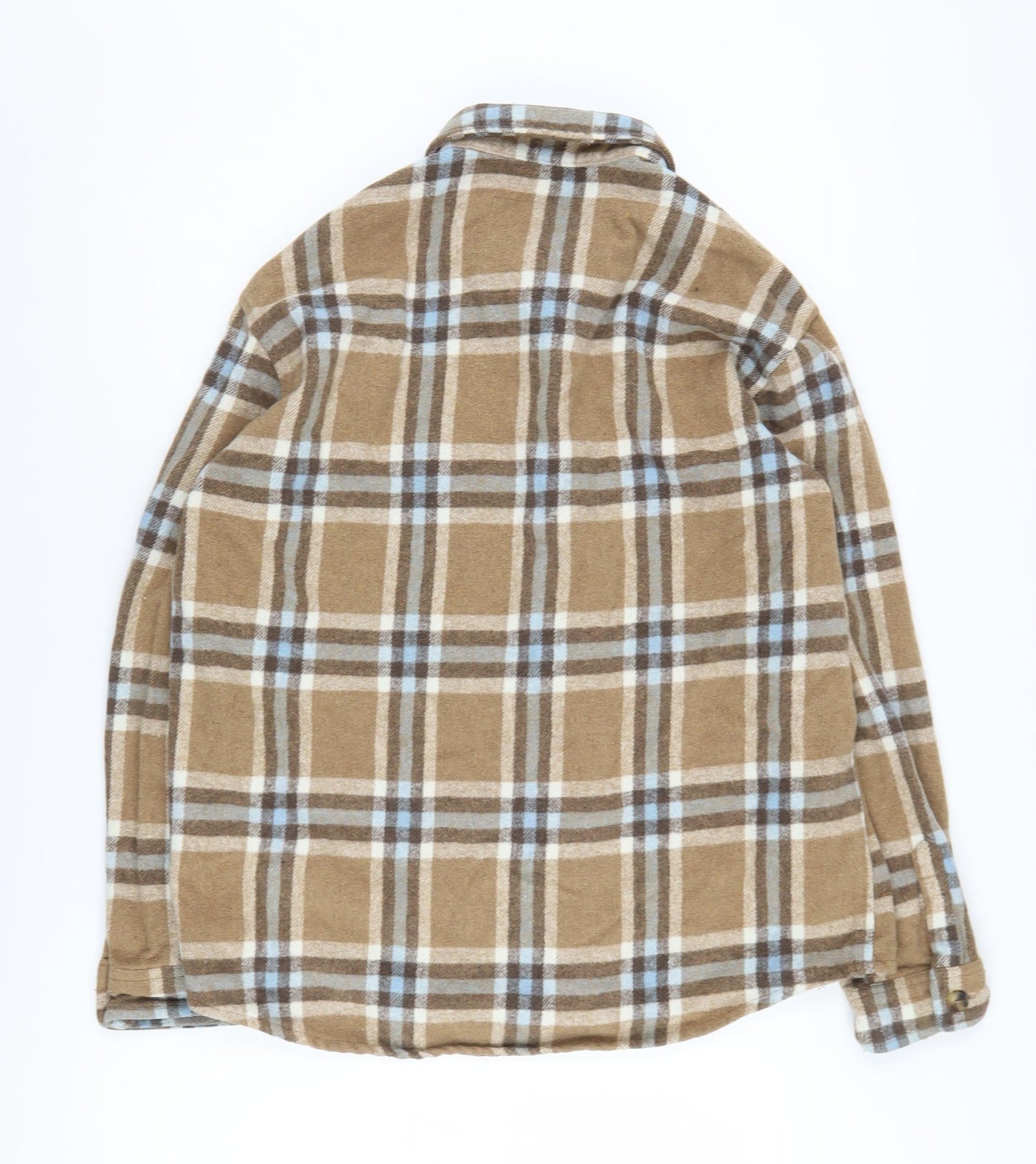 Pull&Bear Women's Brown Plaid Button-Up Shirt L