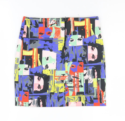 ASOS Women's Multicoloured Art Print Pencil Skirt UK Size 4