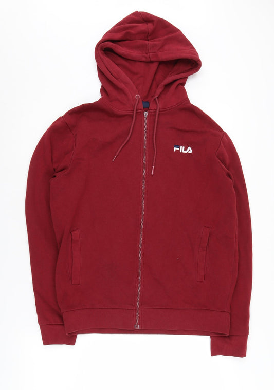 Fila Men's Red Full Zip Hoodie Size S - Logo Accents