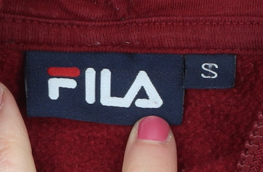 Fila Men's Red Full Zip Hoodie Size S - Logo Accents