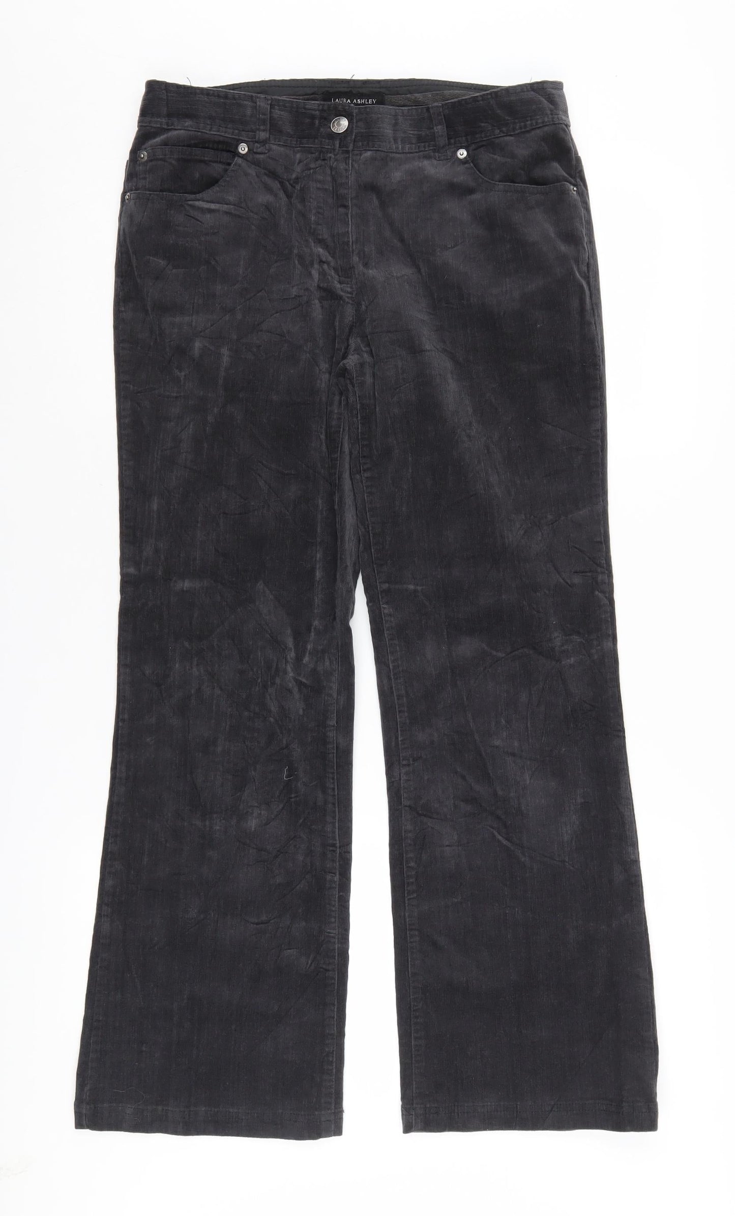 Laura Ashley Women's Black Wide-Leg Corduroy Jeans UK 12