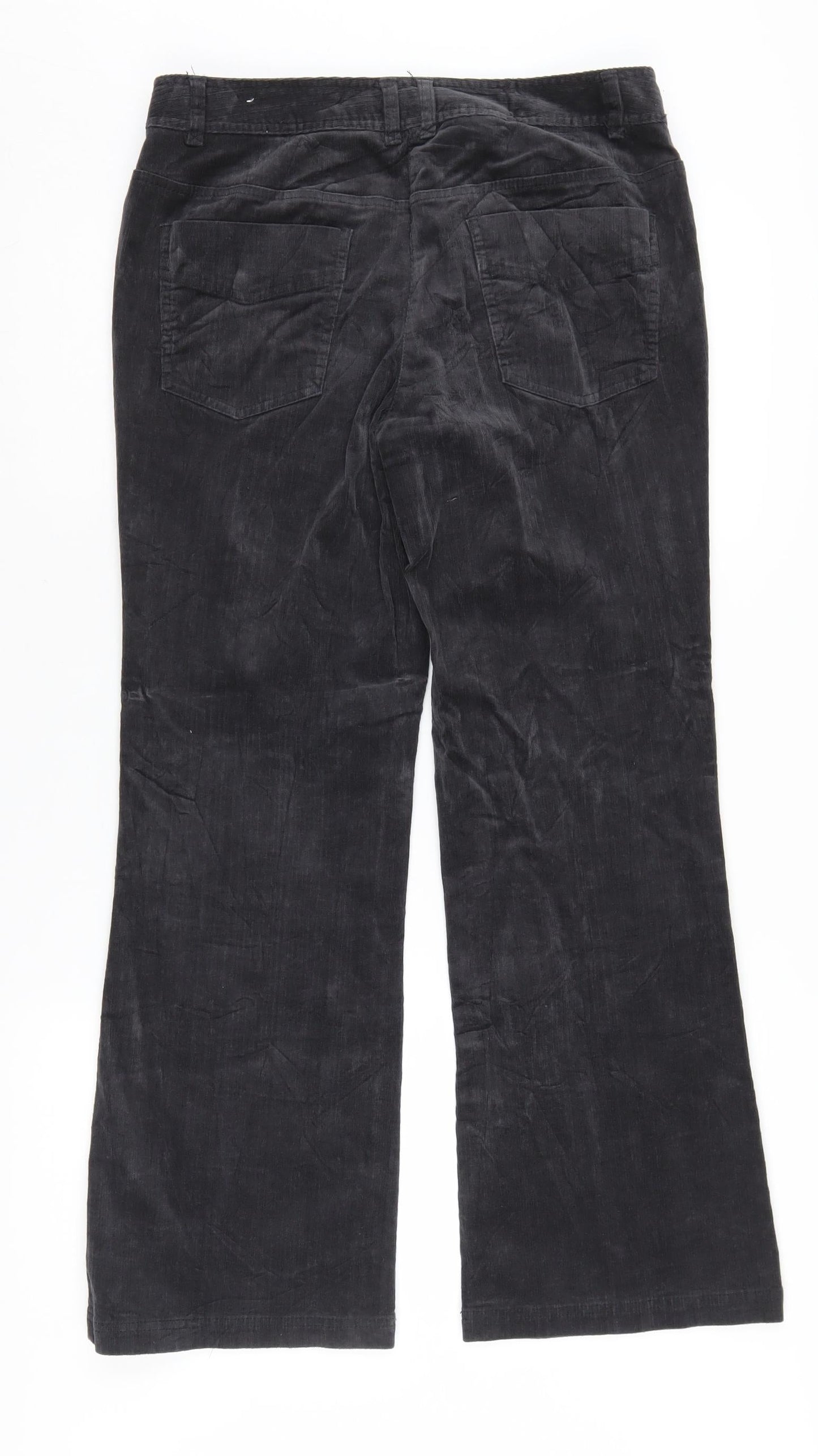 Laura Ashley Women's Black Wide-Leg Corduroy Jeans UK 12