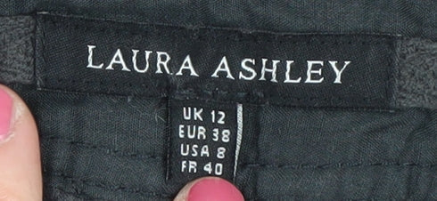 Laura Ashley Women's Black Wide-Leg Corduroy Jeans UK 12
