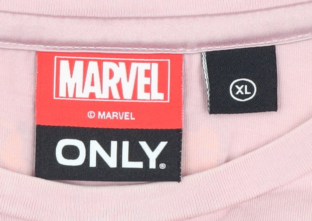 Marvel Women's Pink XL T-Shirt with Embroidery