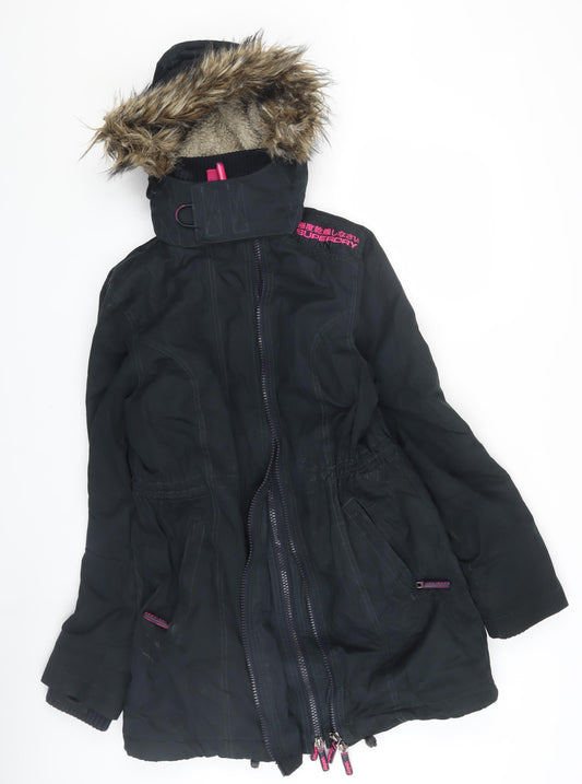 Superdry Women's Black L Parka Windbreaker with Hood