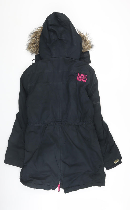 Superdry Women's Black L Parka Windbreaker with Hood