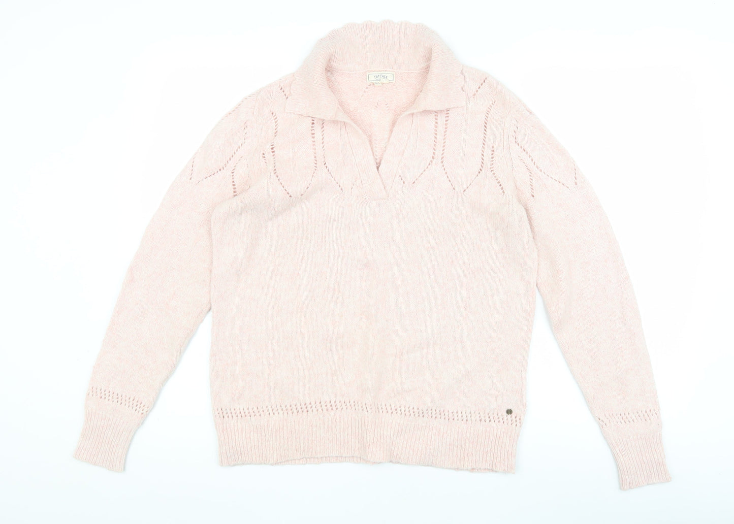 Fat Face Women's Pink Cable-Knit Jumper Size 8
