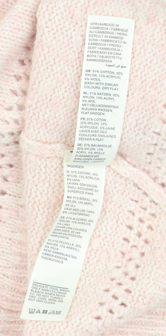 Fat Face Women's Pink Cable-Knit Jumper Size 8