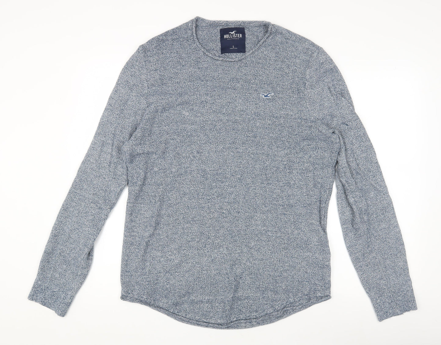 Hollister Men's Blue Long Sleeve Pullover Jumper, L