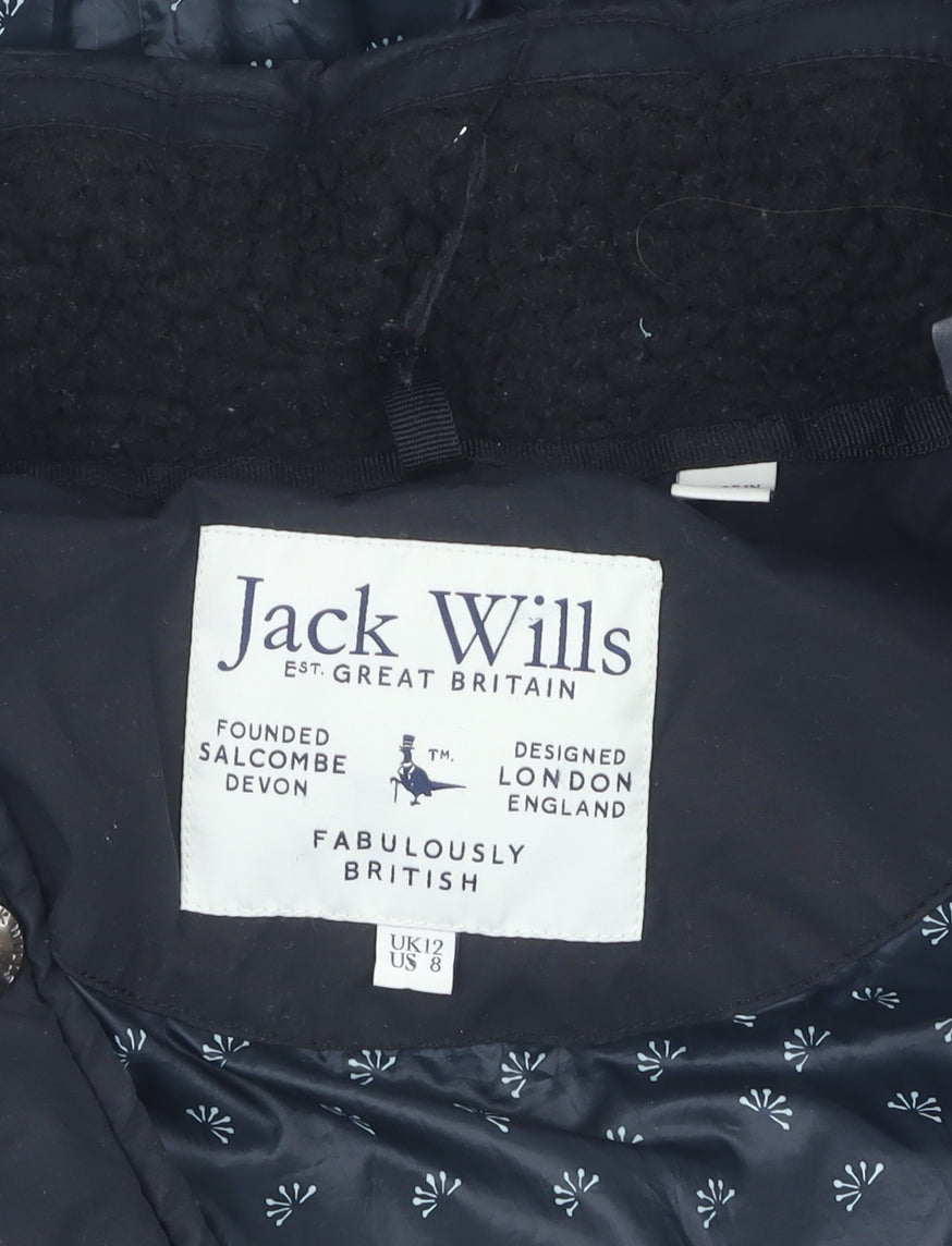 Jack Wills Women's Black Fur Trim Puffer Jacket Size 12