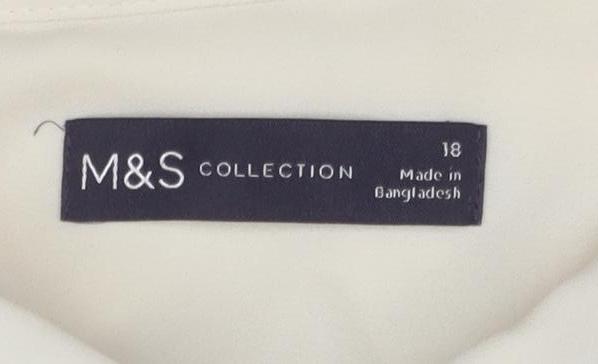 Marks and Spencer Women's Ivory Button-Up Shirt, Size 18