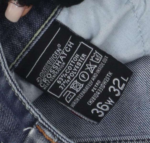 Crosshatch Blue Distressed Denim Jeans 36W 32L Unisex