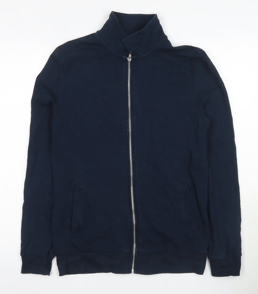 Additional front view of ASOS DESIGN Men's Blue Full Zip Sweatshirt M