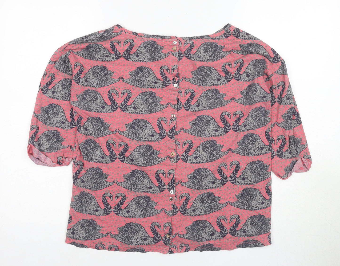 White Stuff Women's Pink Animal Print T-Shirt Size 14
