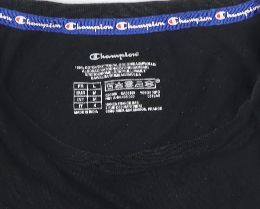 Champion Men's Black Cotton Short Sleeve T-Shirt M