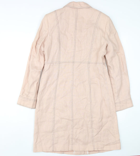Beige Next Women's Overcoat Size 12 with Button Detail