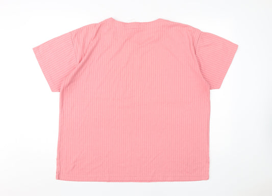 Womens UK Size 20 Leisure Pink Polyester Blend T-Shirt