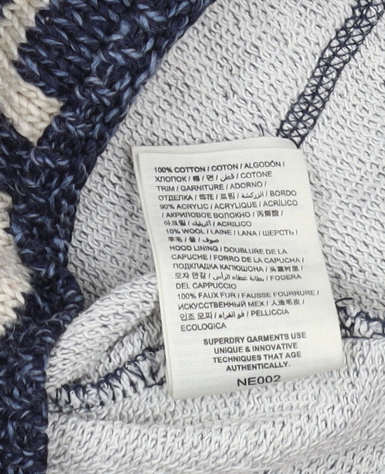 Superdry Women's Grey Hooded Henley Sweatshirt L