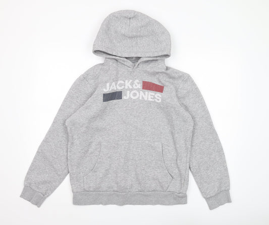 Mens UK M Regular JACK & JONES Grey Pullover Hoodie
