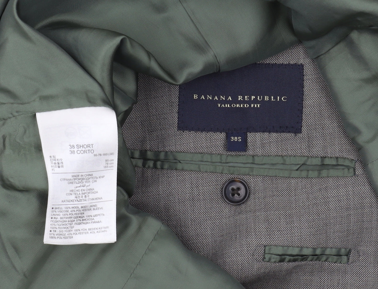 Banana Republic Men's Grey Blazer, Size 38 Short, Tailored Fit